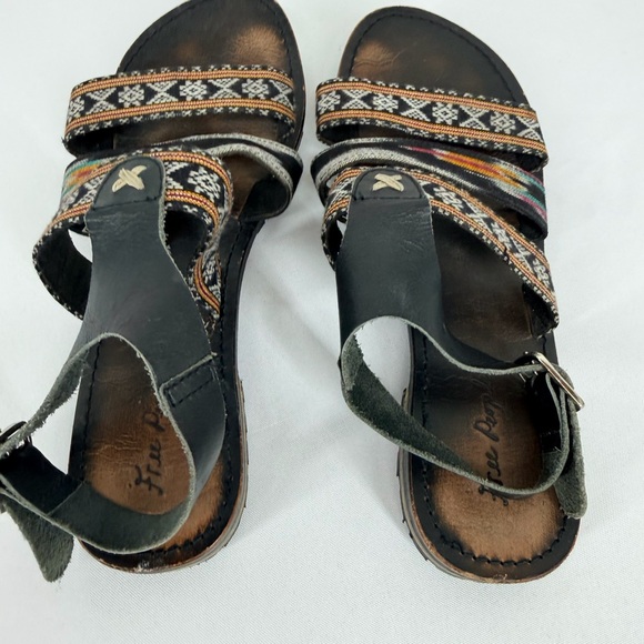 Free People Women’s Size 38 Balkan Black Leather & Material Sandals - Picture 6 of 17